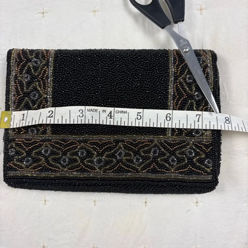 Fine Arts Bag Co Vintage 1950s 60s Beaded Evening Bag Black MCM Art Deco